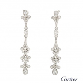 Cartier Platinum Diamond Tulipe Chandelier Earrings